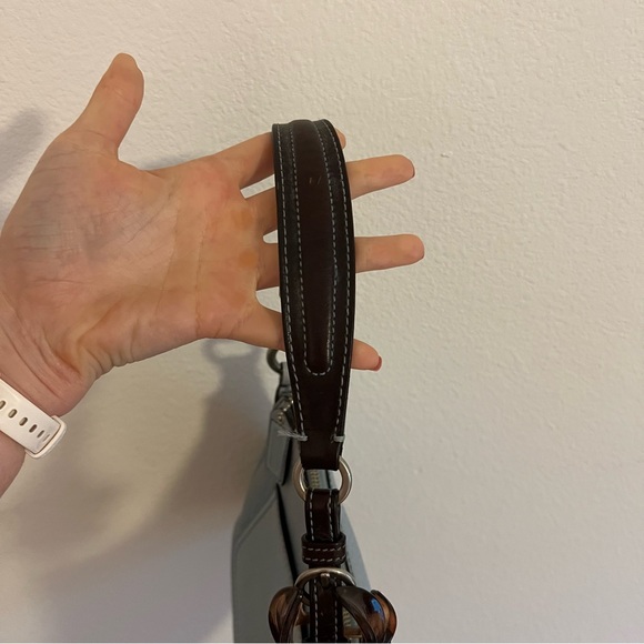 Coach Vintage y2k Chelsea 8E99 Powder Blue leather bag brown strap - Picture 10 of 15